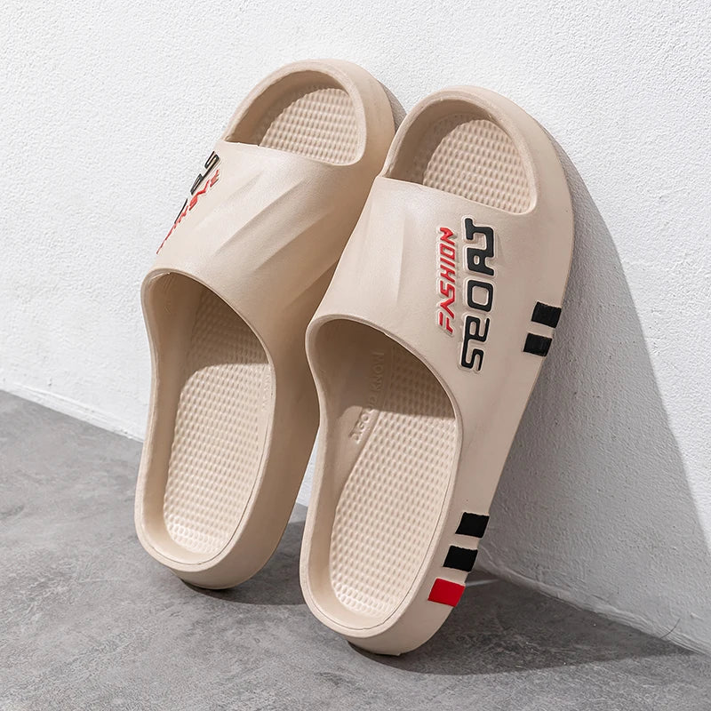 Summer Men Sport Style Slippers Soft Sole Bathroom Anti-slip Outdoor Wear-resistant Beach Fashion Leisure Flat Home Shoes Couple