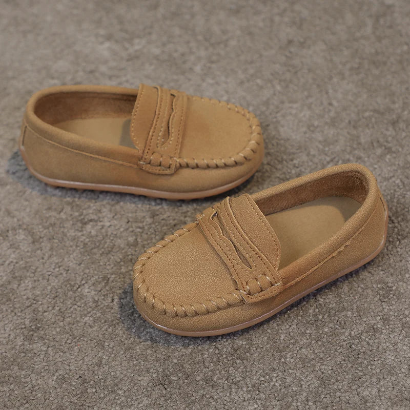 Boys Moccasins Shoes Fashion Solid Color Kids School Causal Shoes Breathable Non-slip Children Slip-on Flats Loafers Size 21-30