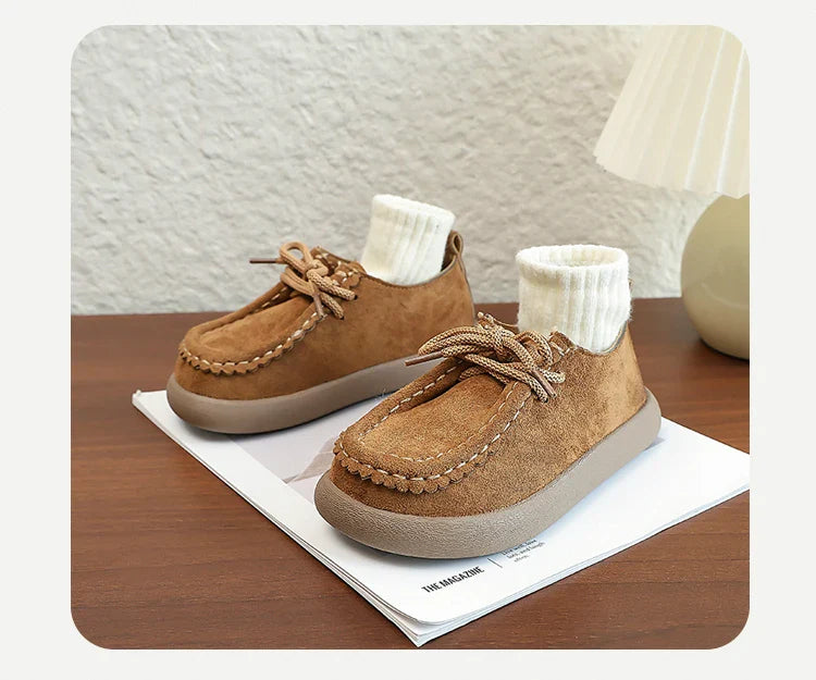 Kids Casual Loafers for Boys Girls 2025 New Autumn Toddler Walking Shoes Non-slip Thick Sole Retro Chic School Outdoor Footwear