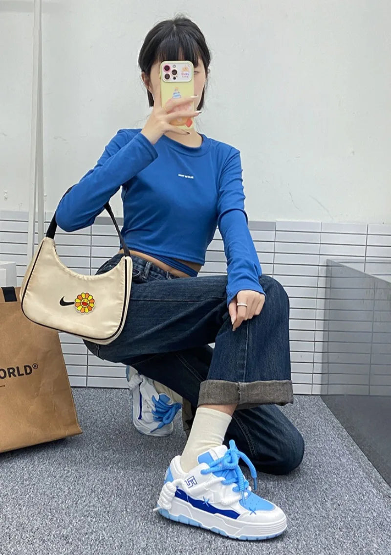 Trendy Women's Men Chunky Sneakers Versatile Casual Thick Soled Board Shoes Female Little White Shoes Walking Shoe Hombre Mujer