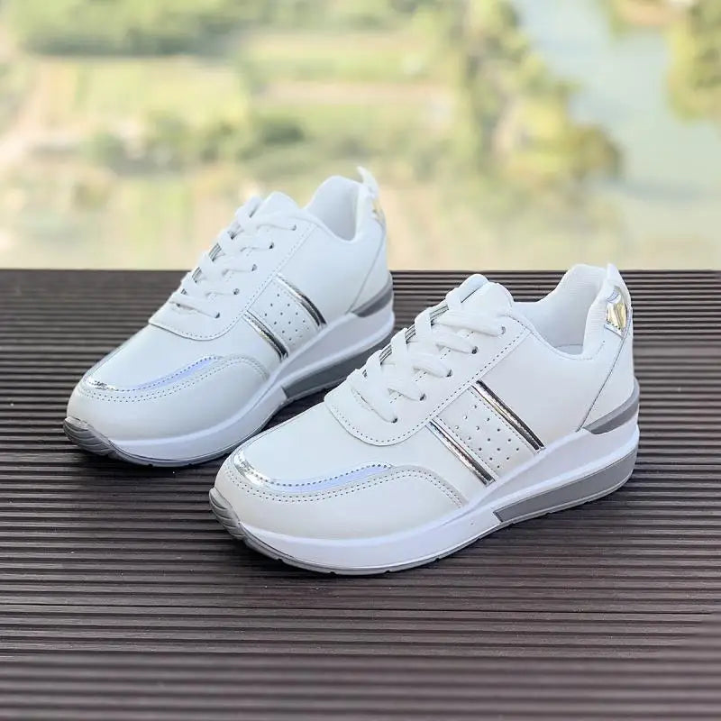 Women's White Wedge Sneakers Non Slip Comfortable Sports Shoes for Women Casual Outdoor Vulcanized Shoes Woman Walking Trainers
