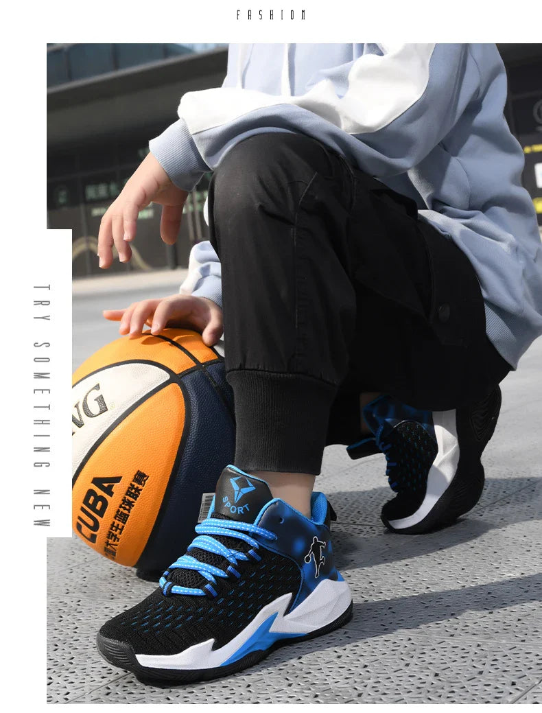 Boys Brand Mesh Basketball Shoes 8 Kids Sneakers Thick Sole Non-slip Children Sports Shoes Child Boy Basket Trainer Shoes Girls