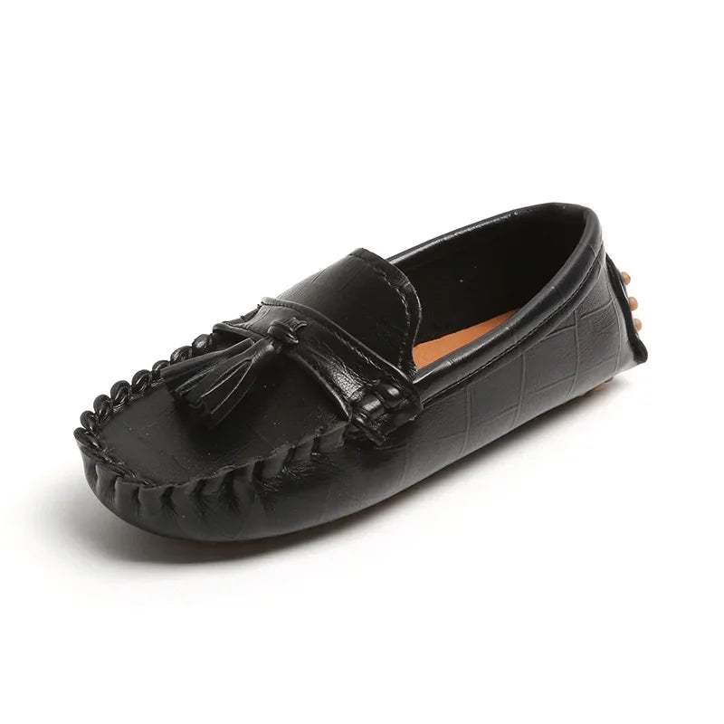 Children Moccasin Shoes Boys Flats Loafers Non-slip Tassels Cute Kids Casual Leather Shoes Soft Slip-on Pleated Solid Color 2023