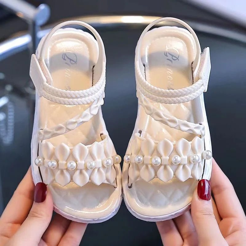 2025 brand-new eco-friendly material girls' sandals, summer fashion, elegant and versatile, children's princess shoes, summer st