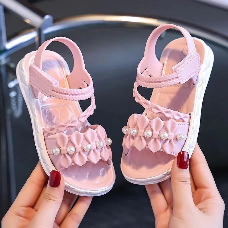 2025 brand-new eco-friendly material girls' sandals, summer fashion, elegant and versatile, children's princess shoes, summer st