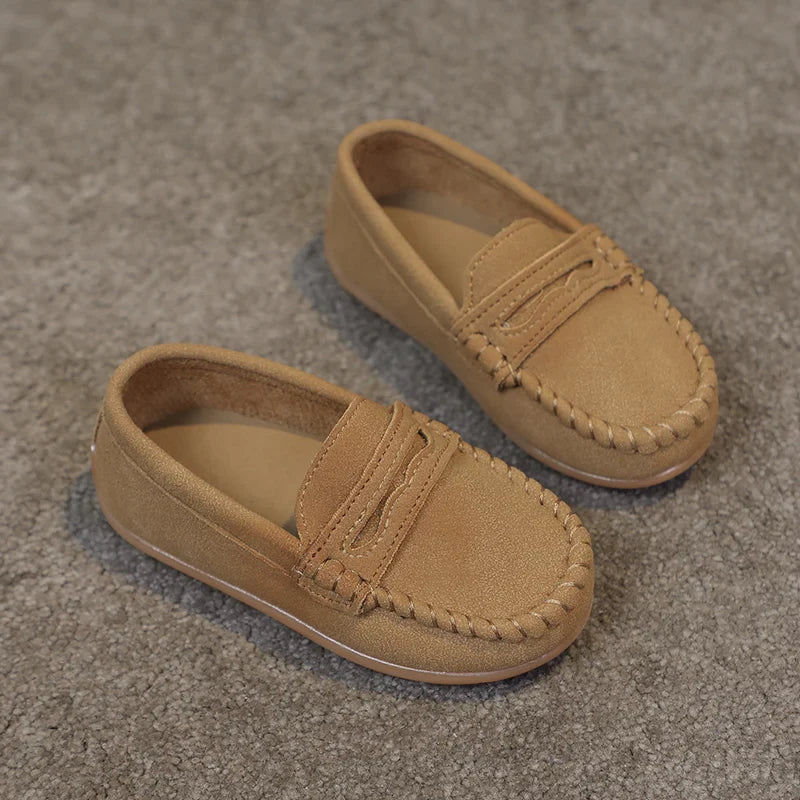 Boys Moccasins Shoes Fashion Solid Color Kids School Causal Shoes Breathable Non-slip Children Slip-on Flats Loafers Size 21-30