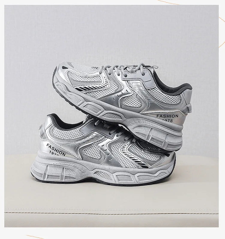 Women's Fashion Chunky Sneakers 2026 Spring Autumn New Platform Height Increase Shoes Comfortable Breathable Casual Sport Shoes