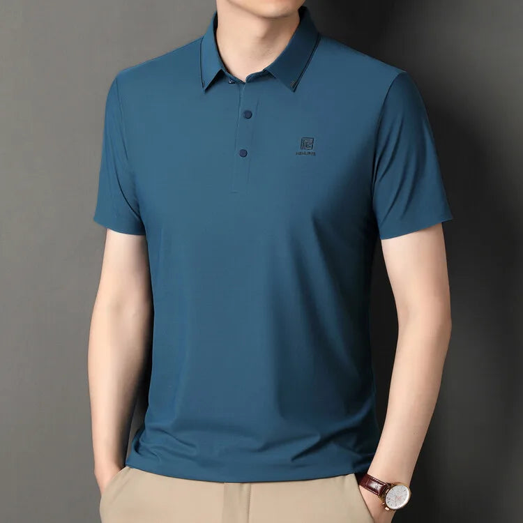 Gray Men's Cool Golf, Business Casual Polo Shirt，2024 Summer New Seamless T-shirt, Fashion Popular Lapel Short Sleeve