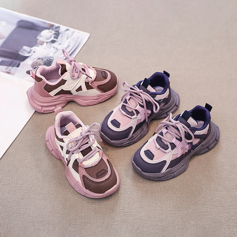 Kids Sneakers Handsome Girls Running Shoes Mesh Breathable  New Girls Sports Shoes Thick Soft Sole Comfort for Students