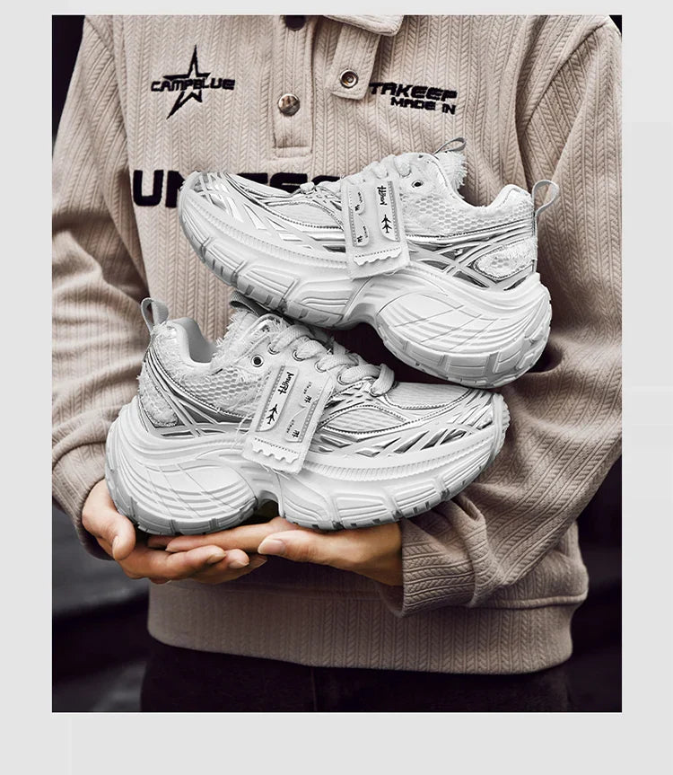 White Chunky Sneakers Women Summer Autumn Bling Rhinestones Shoes for Girls Thick Platform Footwear Size 36-44 Shoes for Men