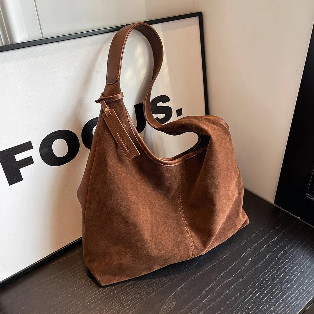 Women Bag Vintage Shoulder Bag Autumn Winter Handbag Solid Color Large Capacity Shopping Bags Purse for Ladies Totes