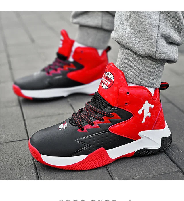 Fashion Basketball Shoes for Kids High-top Sneakers Children Casual Sports Shoes Ankle-protected Anti-slippery Gym Trainers Boys