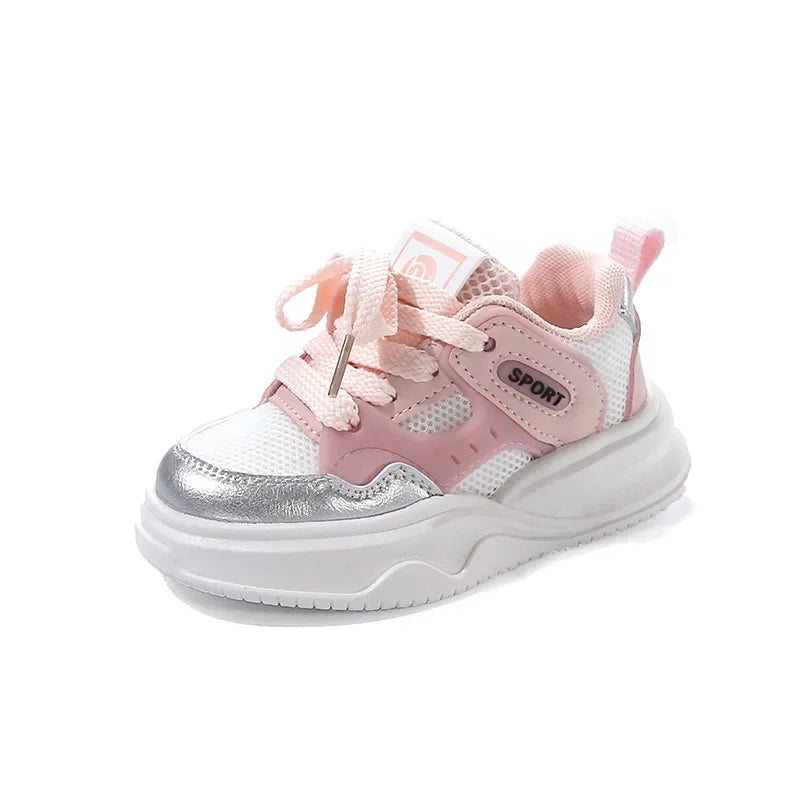 Students Sneakers Soft Sole Girls Running Shoes Mesh Breathable 2025 New Fashion Toddle Children Sports Shoes Non-slip Trendy