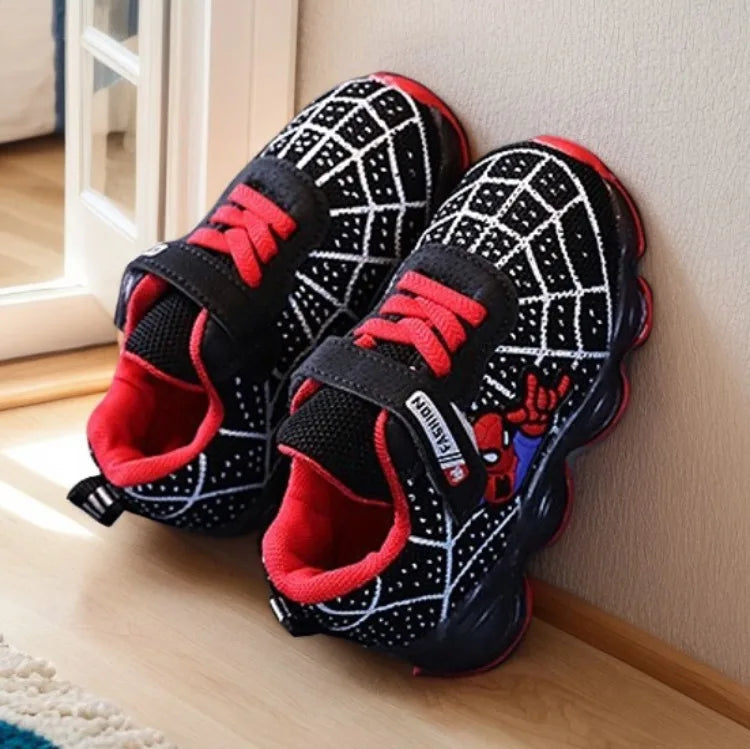 2025 New Boys Breathable Lighted Sneakers Spiiderman Children's  Luminous Shoes Student Teenager Sport Shoes Kids Casual Shoes