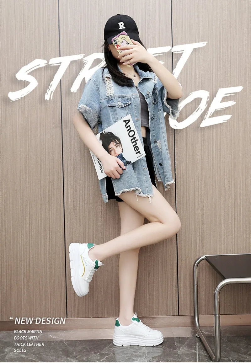 Women's Sneakers Spring Trend Lace-up Platform Casual Shoes Student Small White Shoe Old Dad Style Soft Sole Flat Shoe Versatile