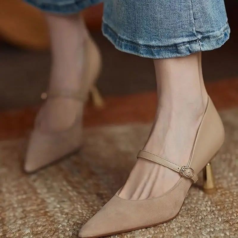 Shoes for Woman 2025 Pumps Evening Women's Summer Footwear Bride Pointed Toe on Heeled High Heels Red Casual Chic and Elegant A