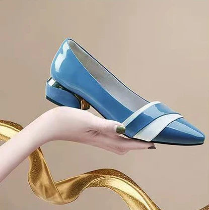 Woman Pumps Office Shoes For Women Pointed Toe Square Heels Low Heel Elegant Luxury Leather Casual Stylish With Premium A