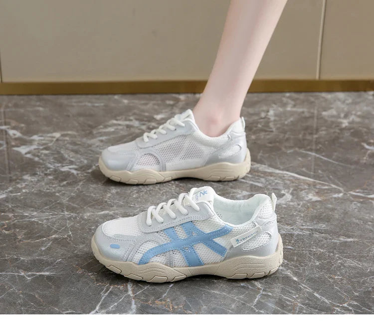 Women's Shoes Casual Platform Shoes Women Round Toe Lace-Up Tennis Vulcanized Sneakers New Style Korean Couple Elderly Shoes