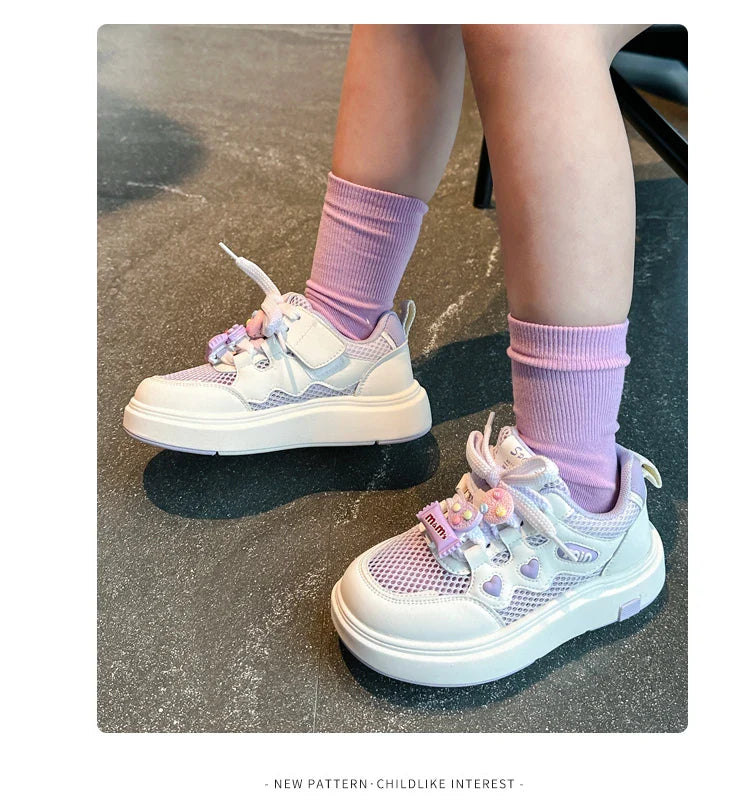 Girls' mesh shoes Spring and Autumn new children's sports shoes mesh breathable girls' casual shoes board shoes