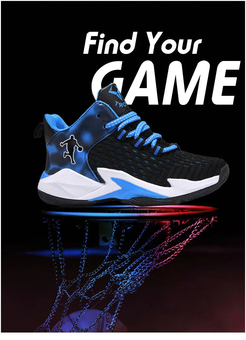 Boys Brand Mesh Basketball Shoes 8 Kids Sneakers Thick Sole Non-slip Children Sports Shoes Child Boy Basket Trainer Shoes Girls