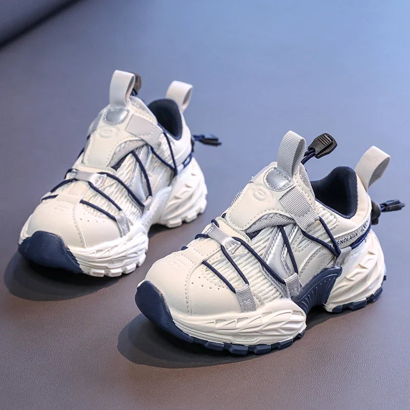 Boys Running Shoes Handsome Trendy Children Sneakers Mesh Breathable 2025 New Fashion Kids Sports Shoes Non-slip Thick Soft Sole