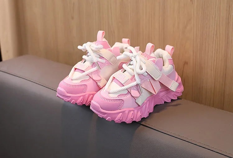 New Arrival Children Sneakers Pretty Silhouette Girl Running Shoes Pink Black Khaki Trendy Kids Shoes Boys Training Shoes