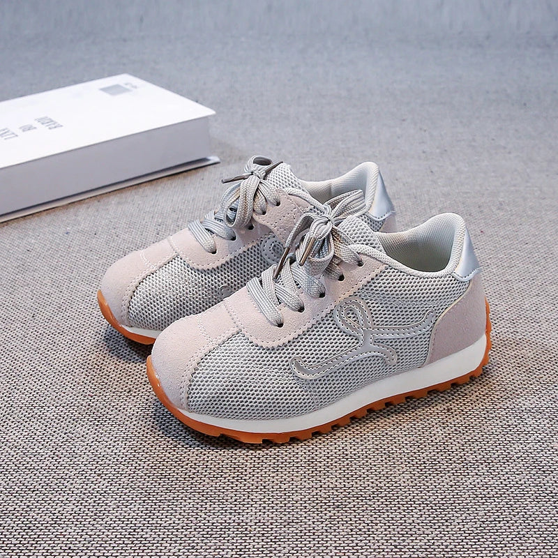 Children's Sneakers 3-18 Years Old Four Seasons Yellow Breathable Boys Girls Casual Shoes Gray Soft Non-slip Kids Running Shoes