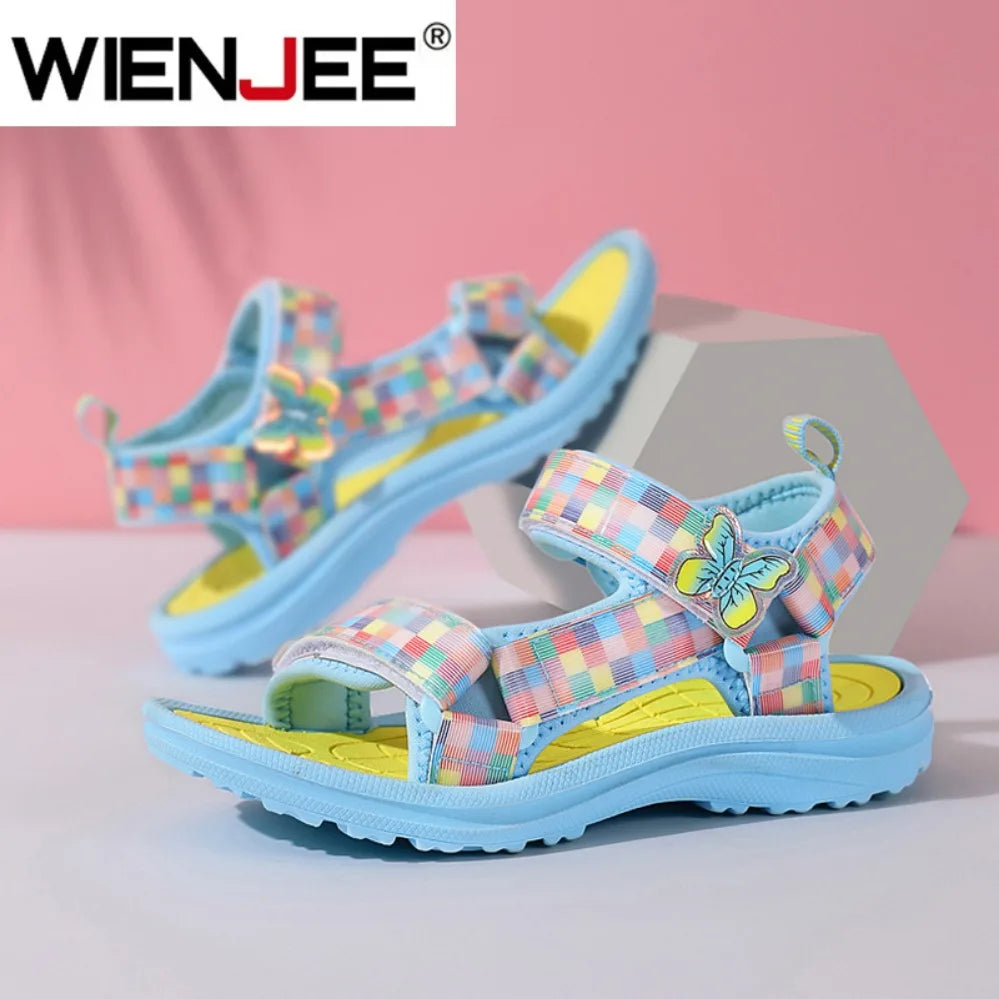 Cute Girls' Pink Soft Sole Flat Sandals Summer Breathable Kids Baby Sport Sandals Outdoor Beach Shoes Walking Size 25-38