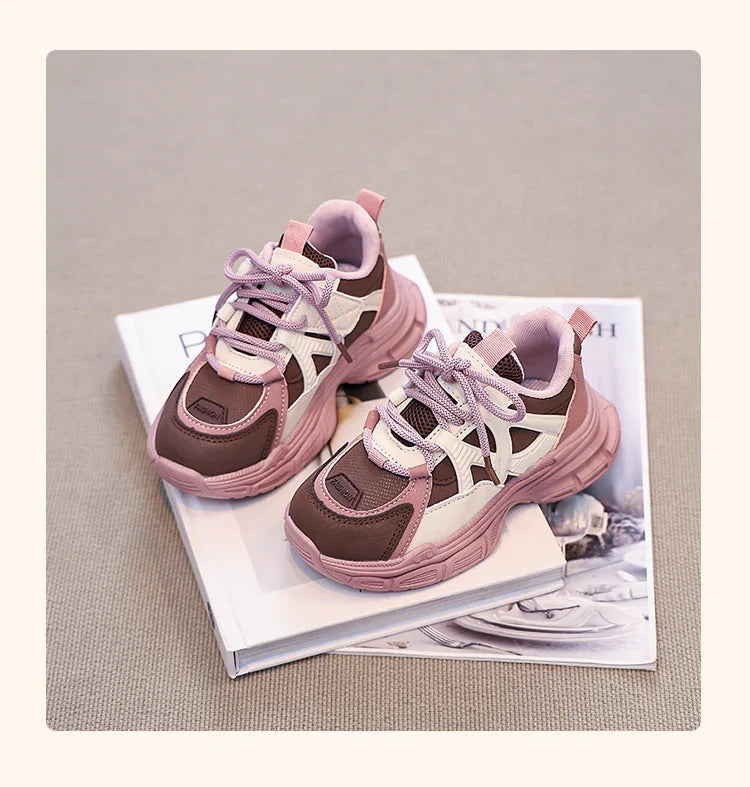 Kids Sneakers Handsome Girls Running Shoes Mesh Breathable  New Girls Sports Shoes Thick Soft Sole Comfort for Students