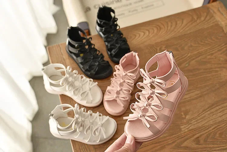 New Summer Kids Sandals for Girl Outdoor Beach Shoes Girls Gladiator Sandals Small Cute Bowknot Baby Toddler Girl Sandals 21-36