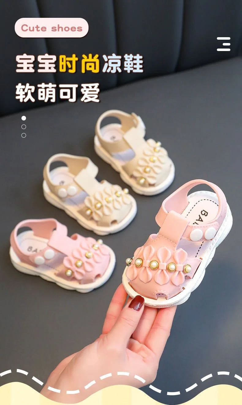 Infant Girls Sandals Summer Baby Shoes Can Make Sounds Cute Bow Princesses Kid Toddler Children Soft First Walkers