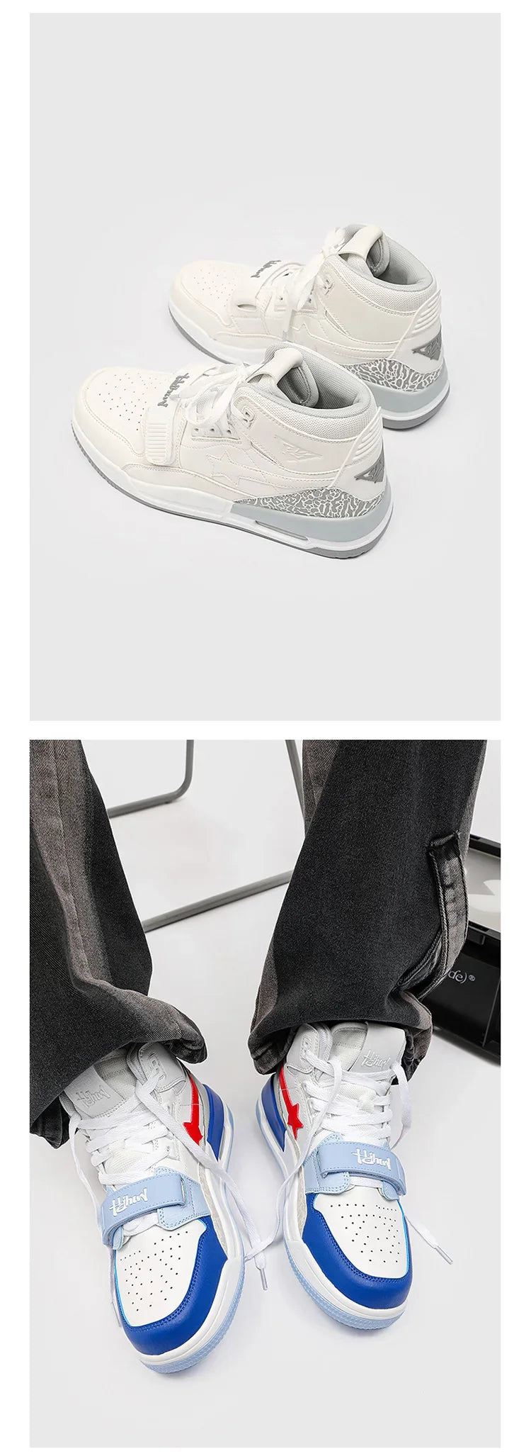 Mens Casual Sneakers High-tops Sneakers Trendy Boys Basketball Sports Tennis Shoes Outdoor Off-road Shoes Couple Sneakers