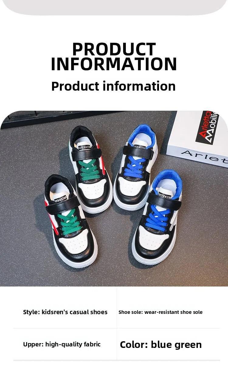 Boys' Single Shoes 2025 Spring Autumn New Breathable Color Block Board Shoes for Kids Sports Casual Sneakers