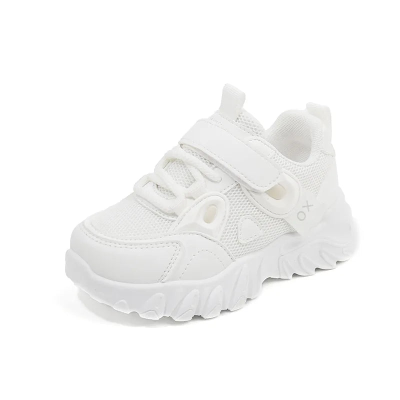 2025 New Spring Autumn Boys White Shoes Girls Breathable Mesh Casual Soft Sole Sneakers Kids Running Shoes Children Sports Shoes
