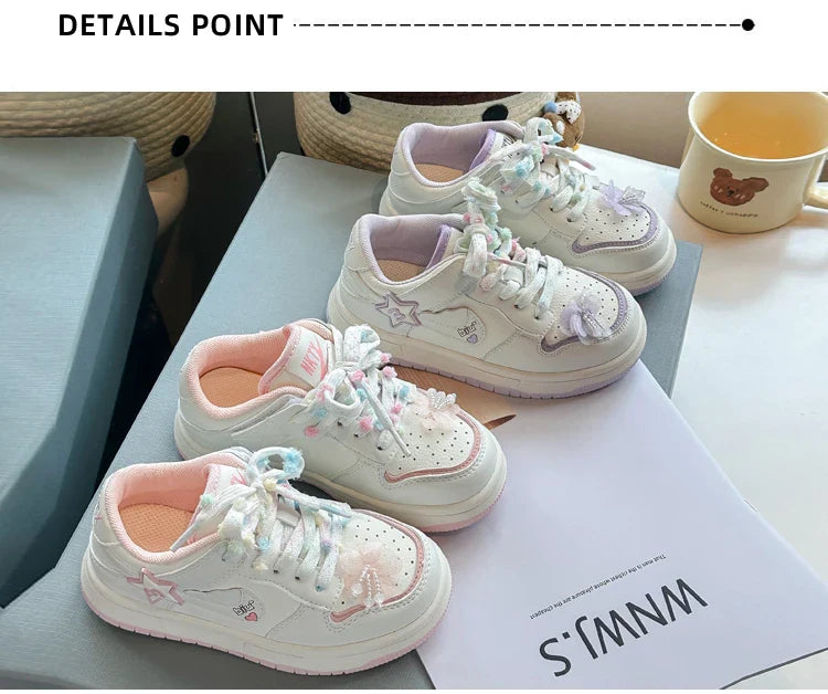 Girls' white sneakers 2025 autumn New leather breathable casual shoes, girls' soft-soled sports shoes and running shoes