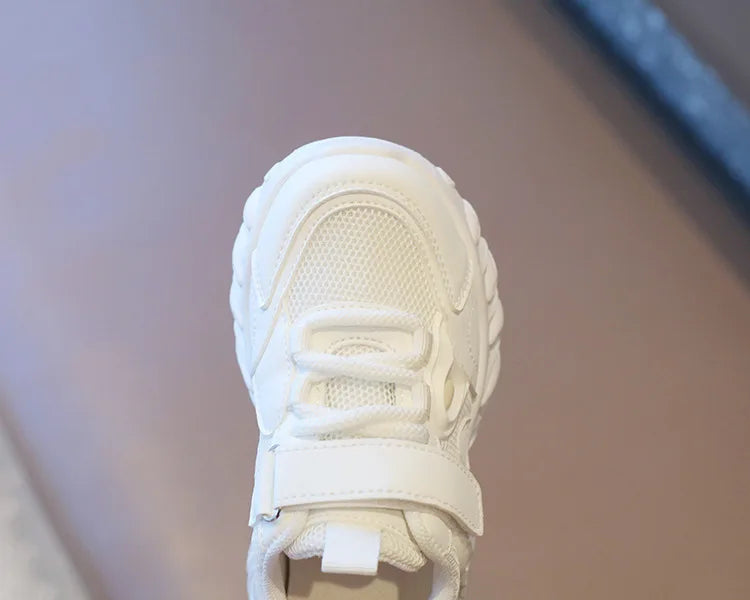 2025 New Spring Autumn Boys White Shoes Girls Breathable Mesh Casual Soft Sole Sneakers Kids Running Shoes Children Sports Shoes