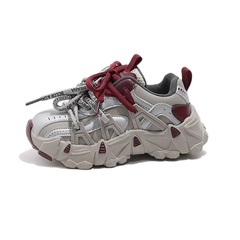 Children's Sneakers Four Seasons Leather Boys Girls Single Shoes 3-18 Years Old Black Soft Bottom Non-slip Kids Running Shoes