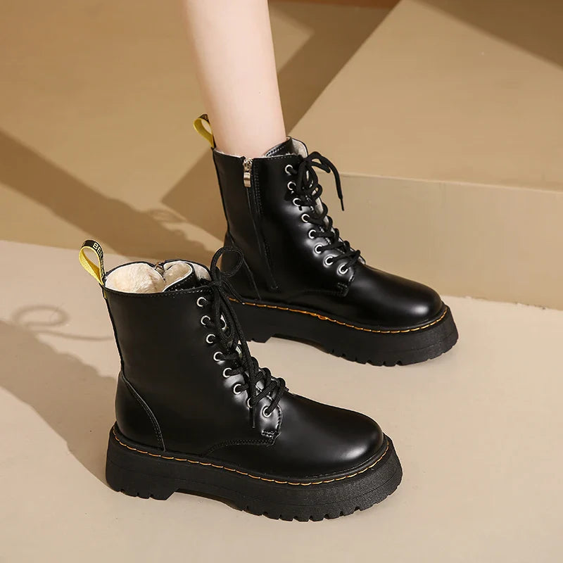 2025 New Women Boots Goth Casual Shoes Woman Leather Chelsea Classic Female Goth Shoes High Platform Boots Women Boots