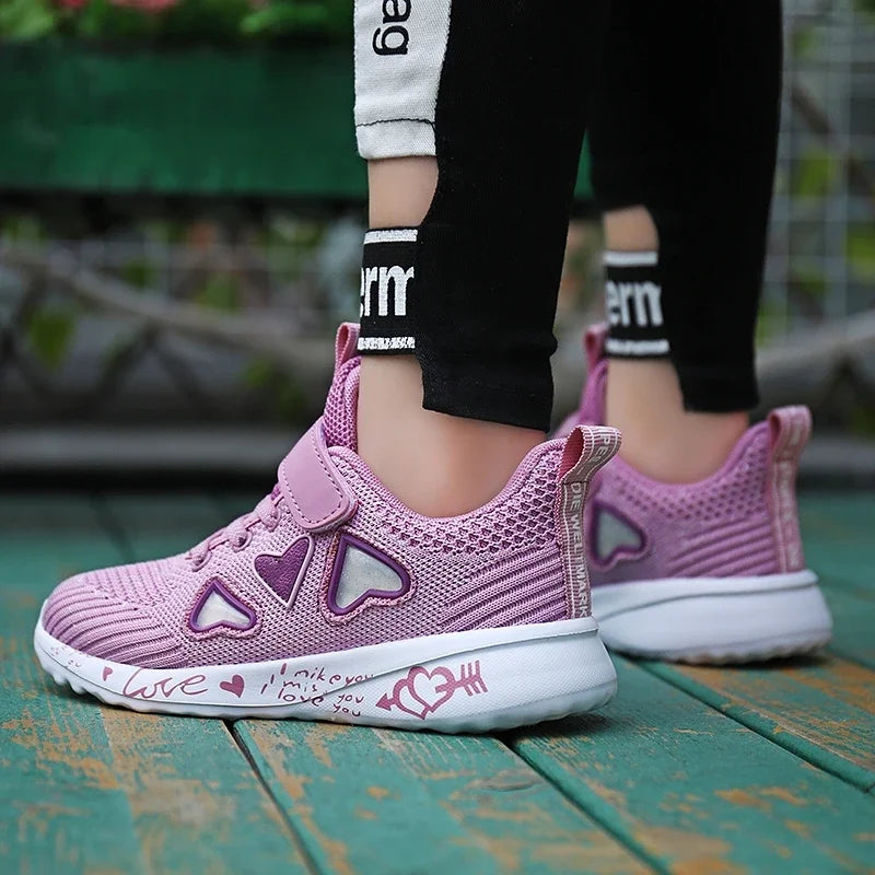 2025 Girls Casual Shoes Children Light Mesh Sneakers Kids Summer Autumn Tenis Cute Sport Cartoon Running Sock Footwear Female