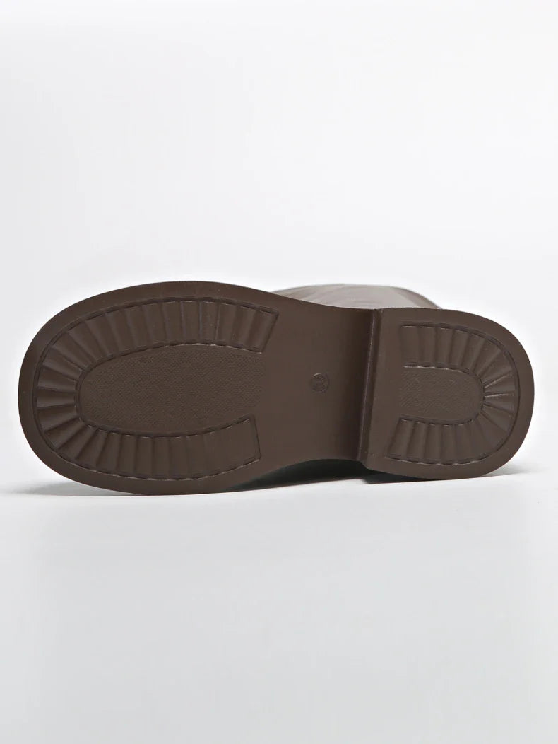 Women's High-top Fashion Boots Spring Autumn Round Toe High-Heeled Boots with Back Zipper Comfortable Simple High-Top Boots