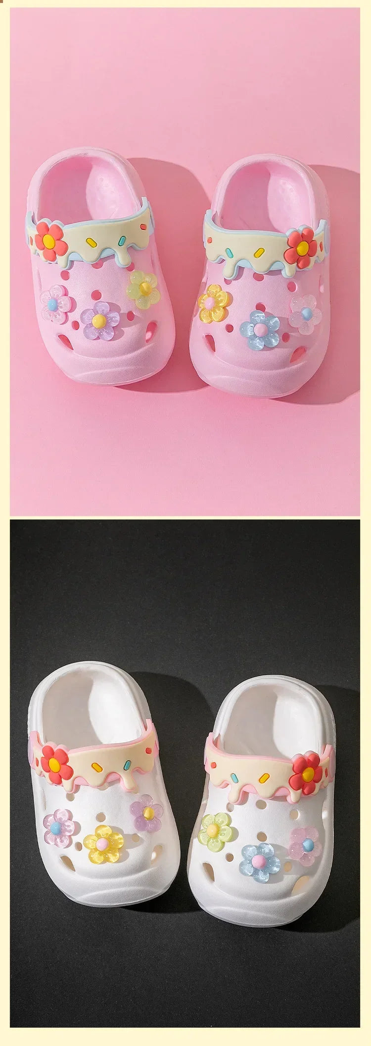 Summer Childrens Slippers Baby New Cute Flowers Soft Sole Sandals Indoor Soft Anti Slip Girl Sandals Hole Shoes Kids Beach Shoes