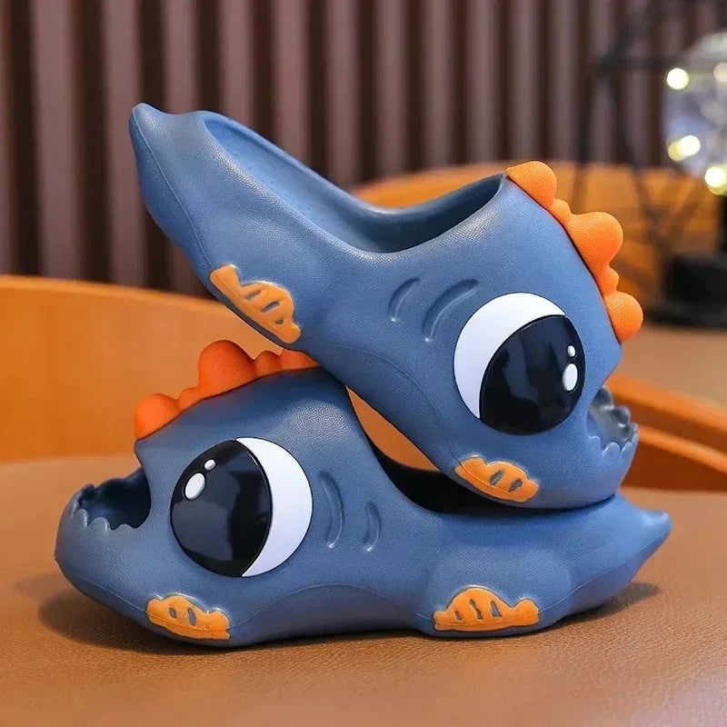 -Summer Aged 2-12 Children Slippers Cute Cartoon Dinosaur Beach Sandal For Kids Boys Girls Flip Flops Non-Slip Indoor Home Shoes