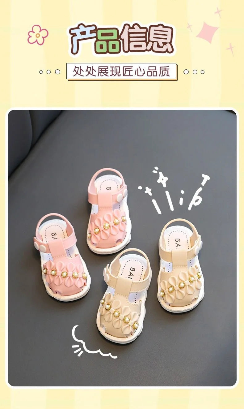 Infant Girls Sandals Summer Baby Shoes Can Make Sounds Cute Bow Princesses Kid Toddler Children Soft First Walkers