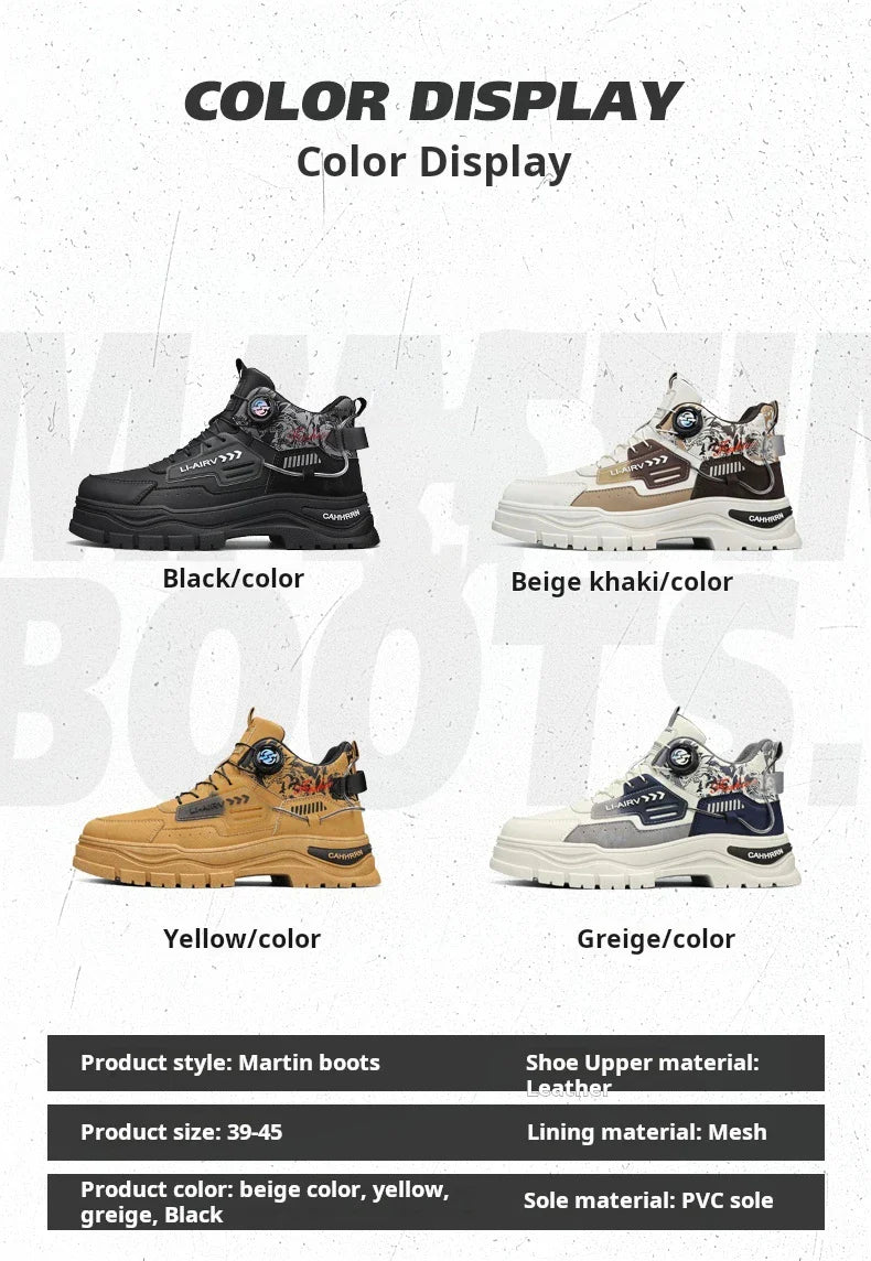 Men's Casual Outdoor Boots Fall Breathable Trendy Versatile Leisure Knob Board Shoes Anti-slip Riding Fashion Sneakers  (Available)