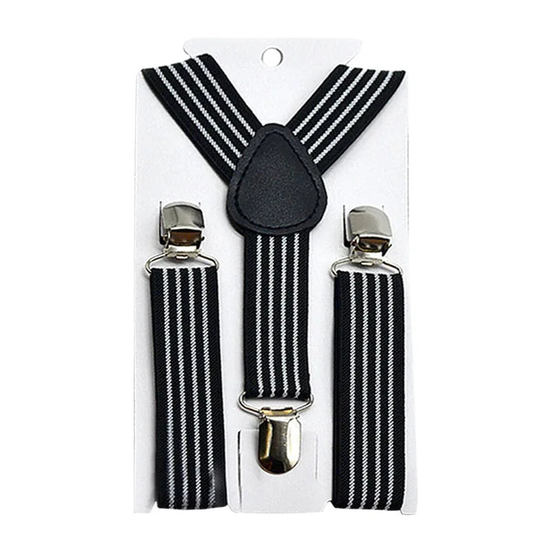 2.5cm Children's Suspender Adjustable Straps Buckles Length Clothing with Three Elastic Clips Suspender Kids Wedding Accessories
