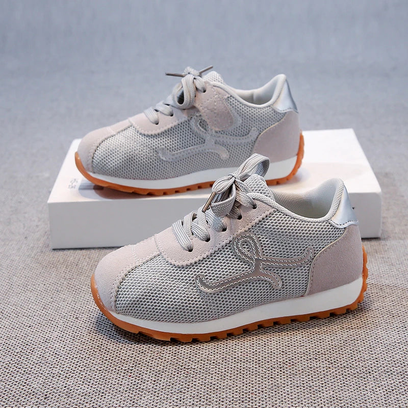 Children's Sneakers 3-18 Years Old Four Seasons Yellow Breathable Boys Girls Casual Shoes Gray Soft Non-slip Kids Running Shoes