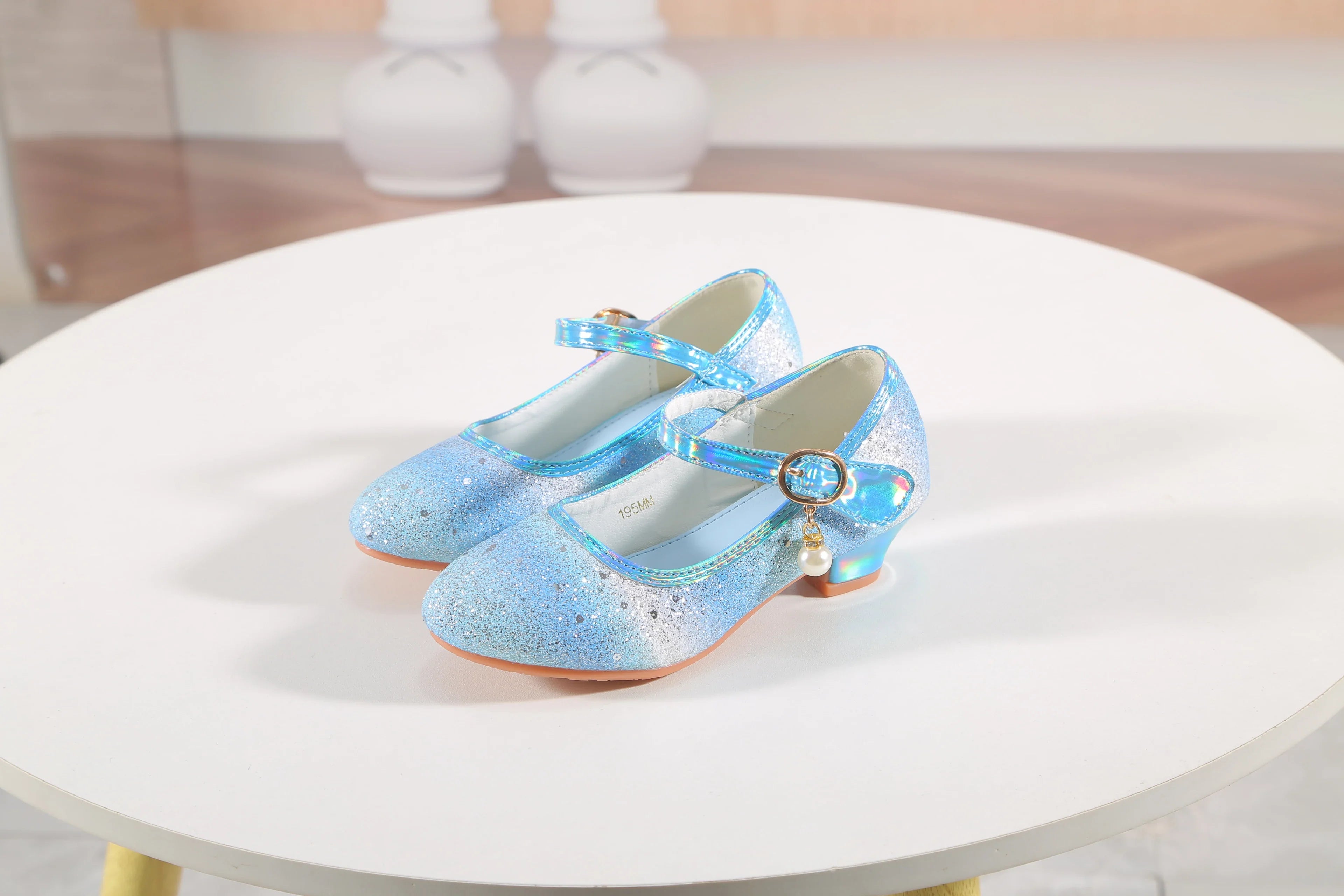 YUNICUS Girls High Heels Princess Shoes Students Children's Single Shoes Little Girl Performance Sequins Glitter Leather Shoes