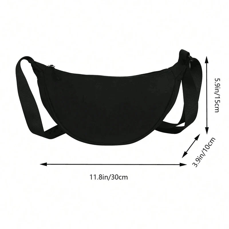 Women's bag - A round-shaped nylon bag with a cross-body strap, suitable for traveling, going to school or shopping.