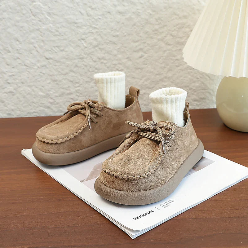 Kids Casual Loafers for Boys Girls 2025 New Autumn Toddler Walking Shoes Non-slip Thick Sole Retro Chic School Outdoor Footwear