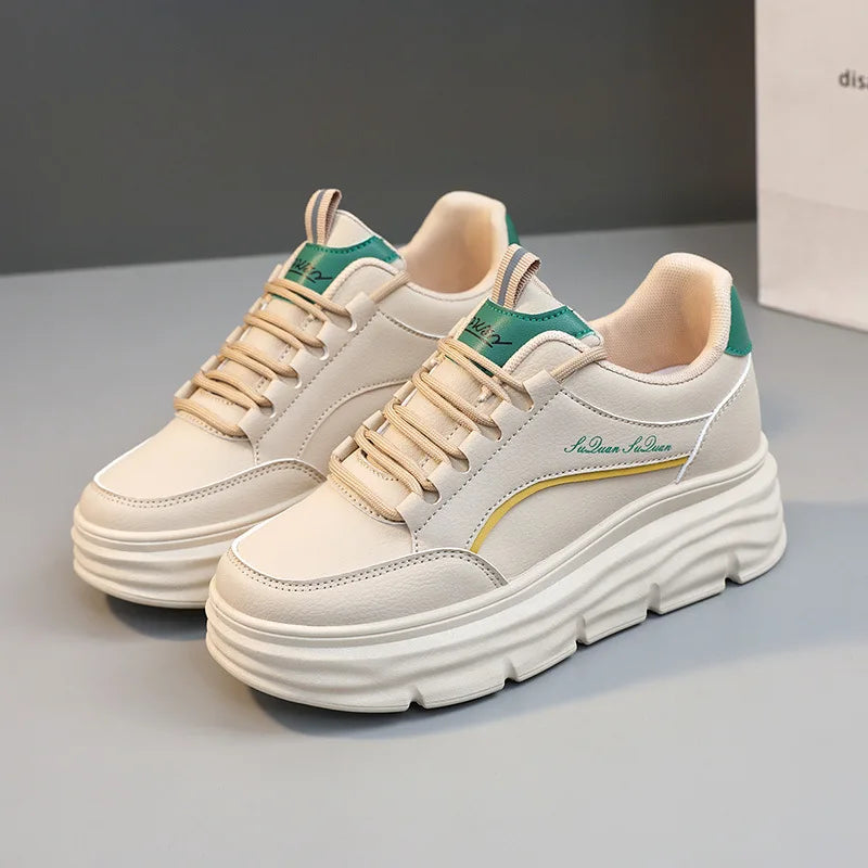 Women's Sneakers Spring Trend Lace-up Platform Casual Shoes Student Small White Shoe Old Dad Style Soft Sole Flat Shoe Versatile